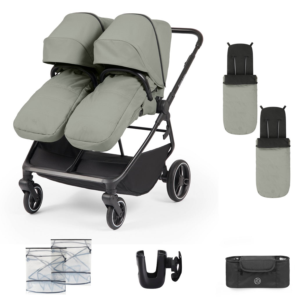 Ickle Bubba Altair Double Stroller - Laurel Green - included items