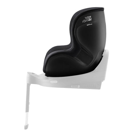 Britax DualFix 5Z Car Seat - Classic Deep Black - side view, forward-facing and fitted to the ISOFIX base