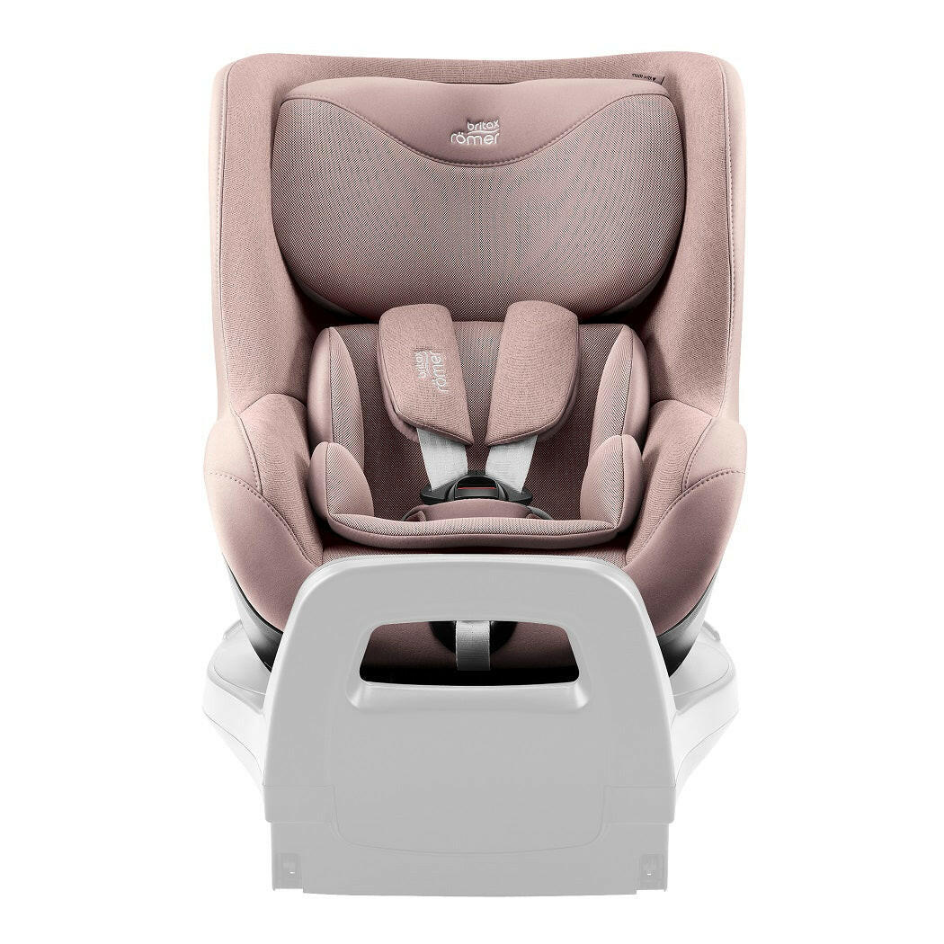 Britax DualFix 5Z Car Seat - Style Dusty Rose - front view, rear-facing and fitted to the ISOFIX base