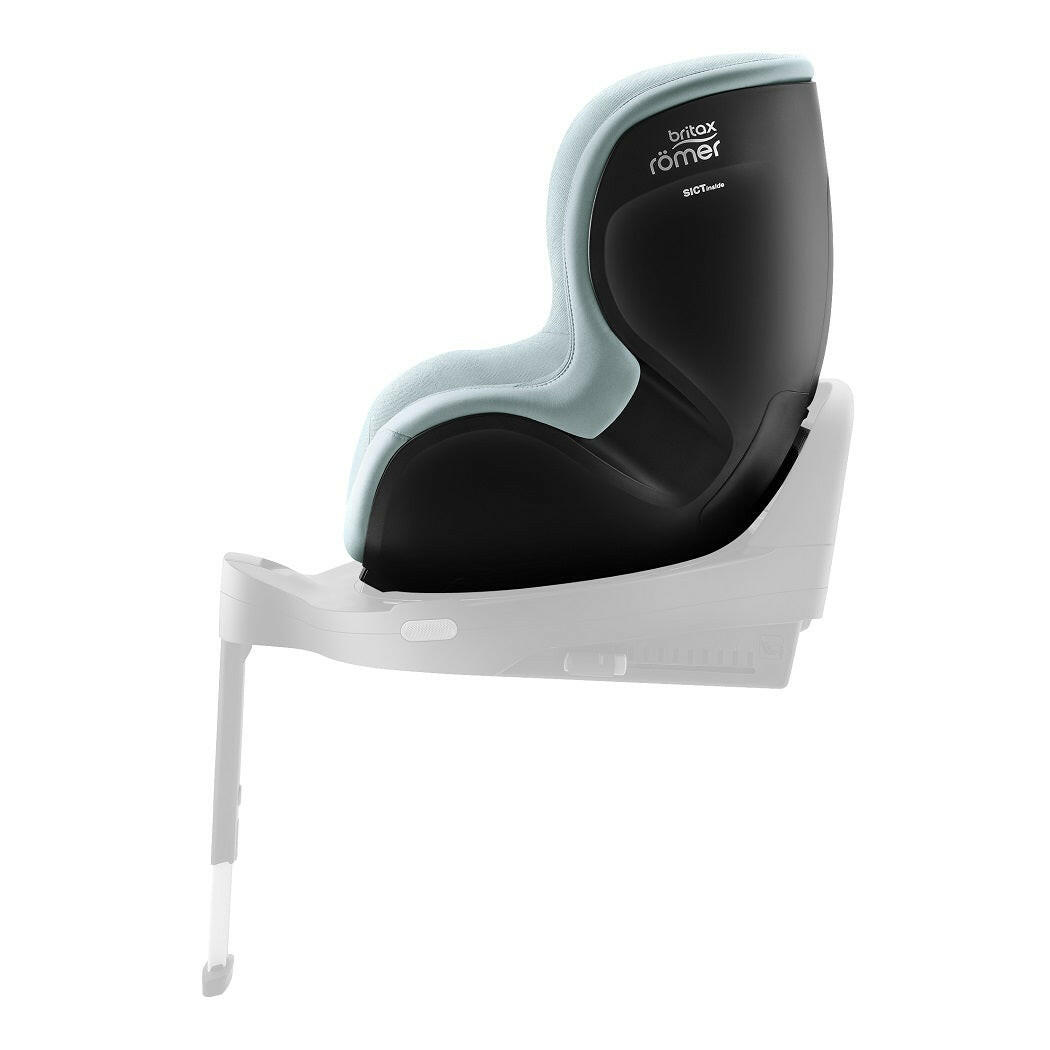 Britax DualFix 5Z Car Seat - Style Harbor Blue - side view, forward-facing and fitted to the ISOFIX base