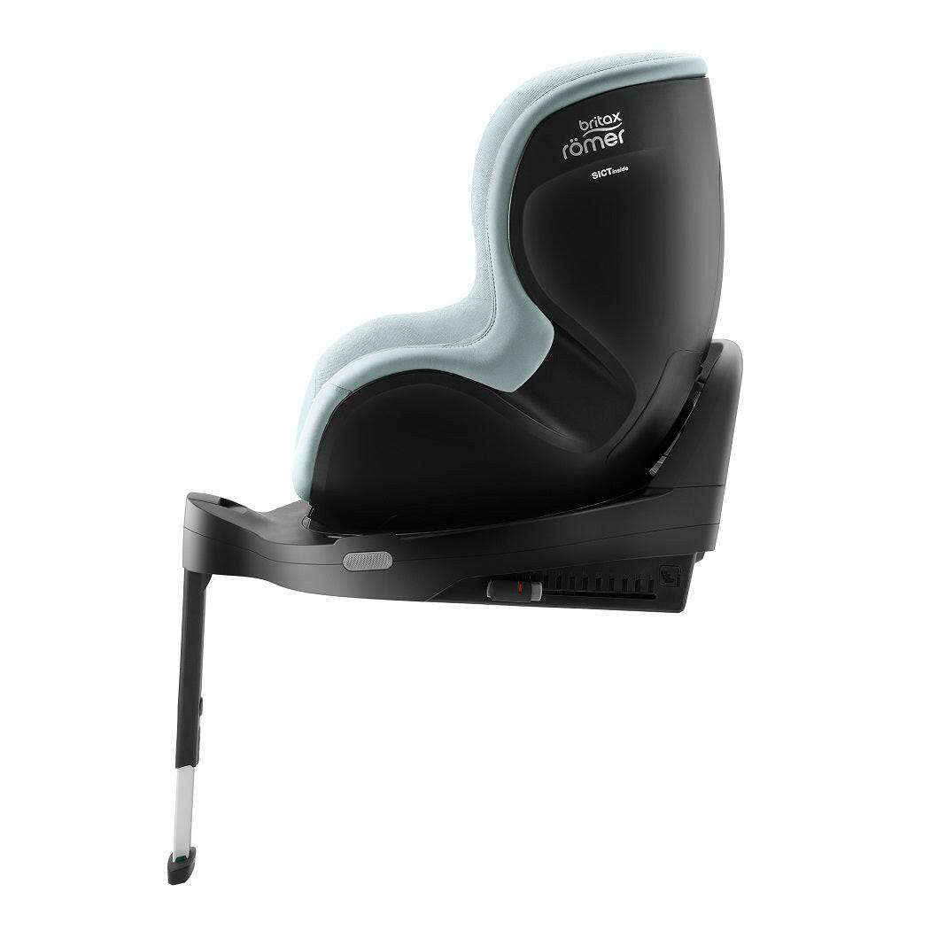 Britax Dualfix Pro M i-Size 360 Rotating Car Seat - Style Harbor Blue - side view, forward-facing and upright
