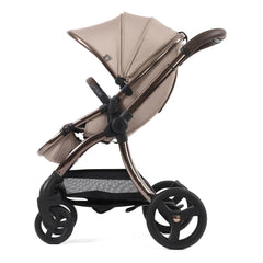 egg3 Luxury Bundle (Houndstooth Almond ) - side view of the forward-facing pushchair