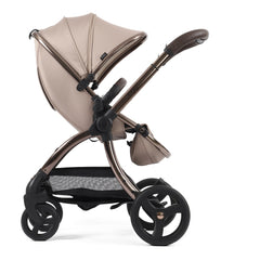 egg3 Luxury Bundle (Houndstooth Almond ) -side view of the parent-facing pushchair
