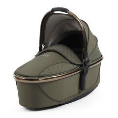 egg3 Luxury Bundle (Hunter Green) - showing the carrycot with its hood and apron