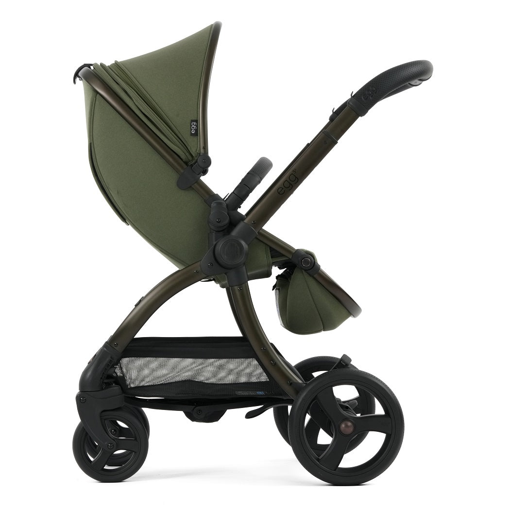 egg3 Stroller - Sage - side view, parent-facing