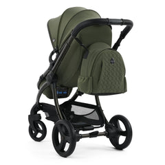 egg3 Pushchair - Sage - rear view, with backpack