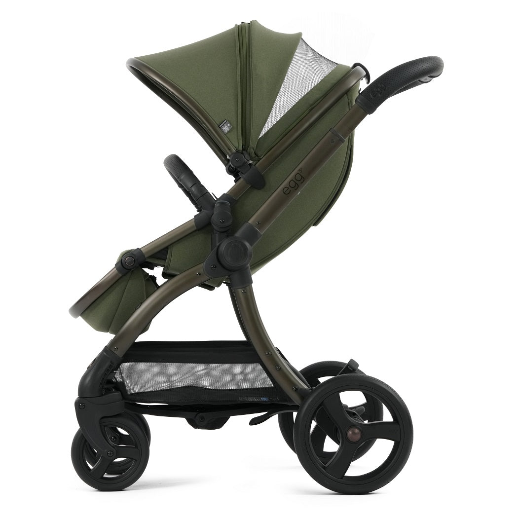 egg3 Stroller - Sage - side view, forward-facing