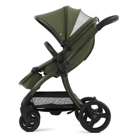egg3 Stroller - Sage - side view, forward-facing