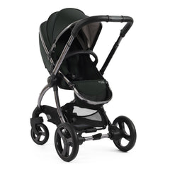 egg3 Luxury Bundle (Black Olive) - showing the seat unit and chassis together as the pushchair in parent-facing mode
