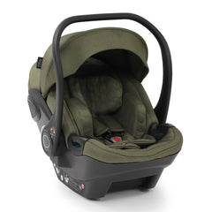 egg3 Luxury Bundle (Hunter Green) - showing the matching Egg Shell i-Size Car Seat with its removable newborn insert