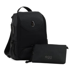 egg3 Luxury Bundle (Houndstooth Black) -  showing the matching backpack with its small pouch