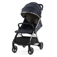 eggZ Stroller (Celestial) - showing the stroller from the front with its seat fully reclined and leg rest raised