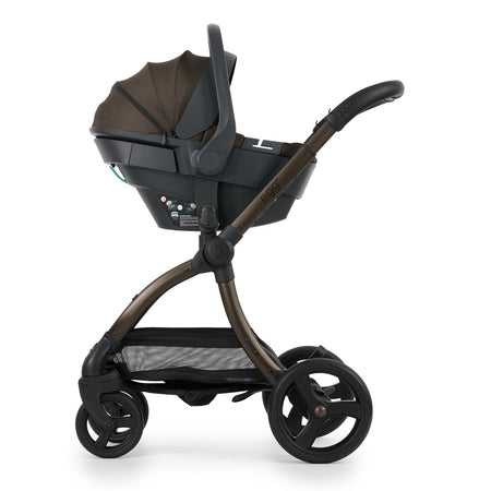 egg3 Bronze Chassis fitted with Shell 360 Infant Car Seat - Chocolate Velvet