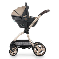 egg3 Gold Chassis fitted with Shell 360 Infant Car Seat - Feather