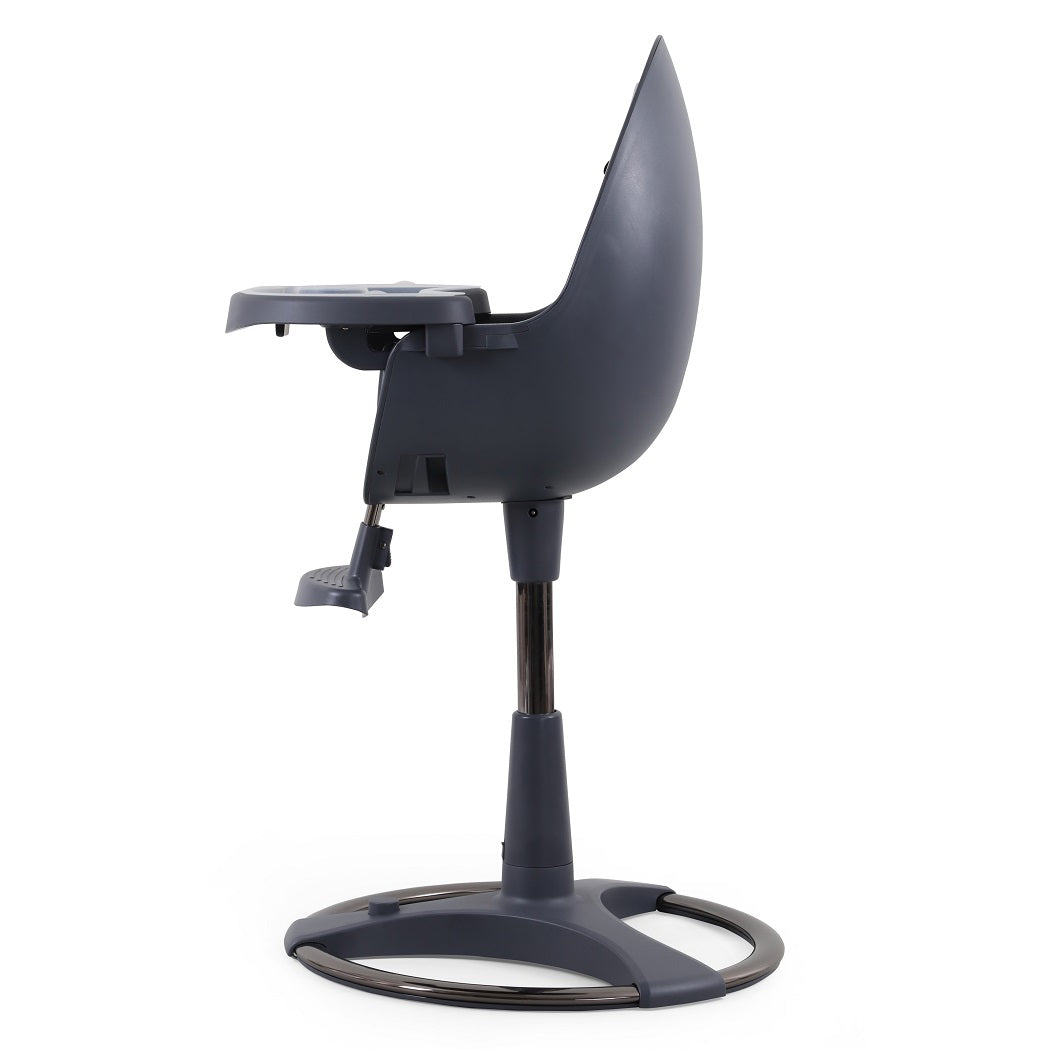 egg Grey Highchair - side view with food tray