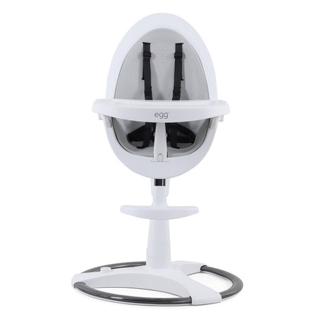 egg White Highchair - front view with grey seat pad