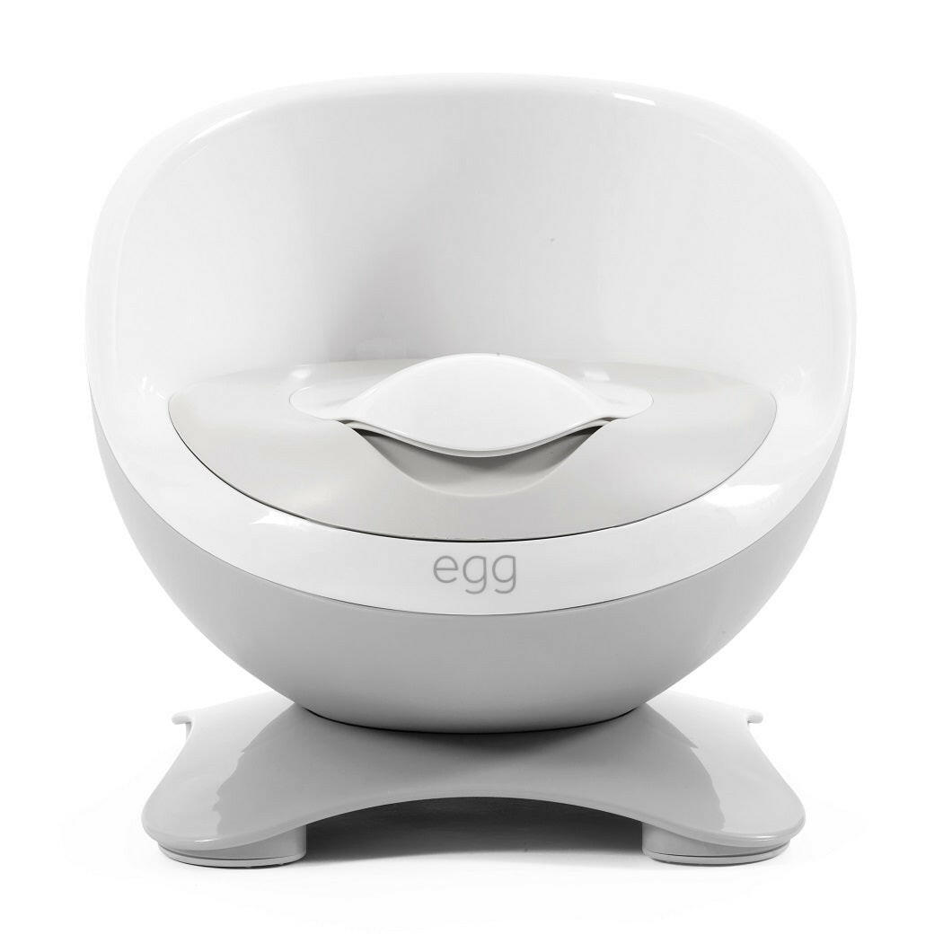 eggloo Potty - Grey - front view, with lid fitted