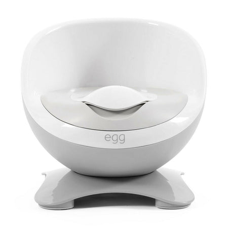 eggloo Potty - Grey - front view, with lid fitted