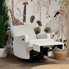 Madison Electric Swivel Glider Recliner Chair - Boucle - lifestyle image shown reclined