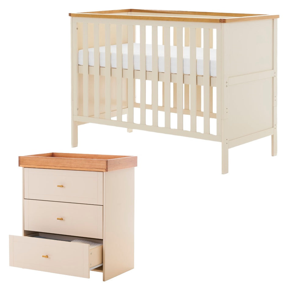 Obaby Evie MINI 2 Piece Room Set - Cashmere - cot bed and changing unit