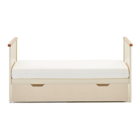 Obaby Evie MINI Cot Bed with Under Drawer - 120x60cm Cashmere - showing the junior bed with the under drawer