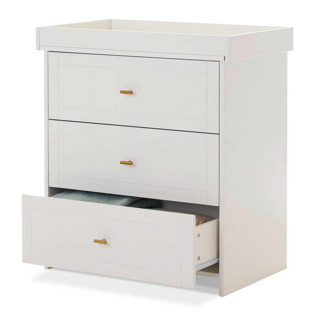 Obaby Evie Changing Unit - White - shown with its changing top (bedding not included)