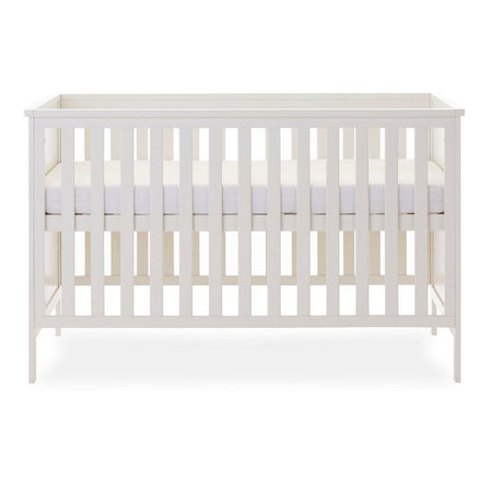 Obaby Evie Cot Bed - White - shown as the cot with mattress base at its highest level