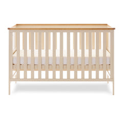 Obaby Evie Cot Bed - Cashmere - showing the cot with its mattress base at the middle level