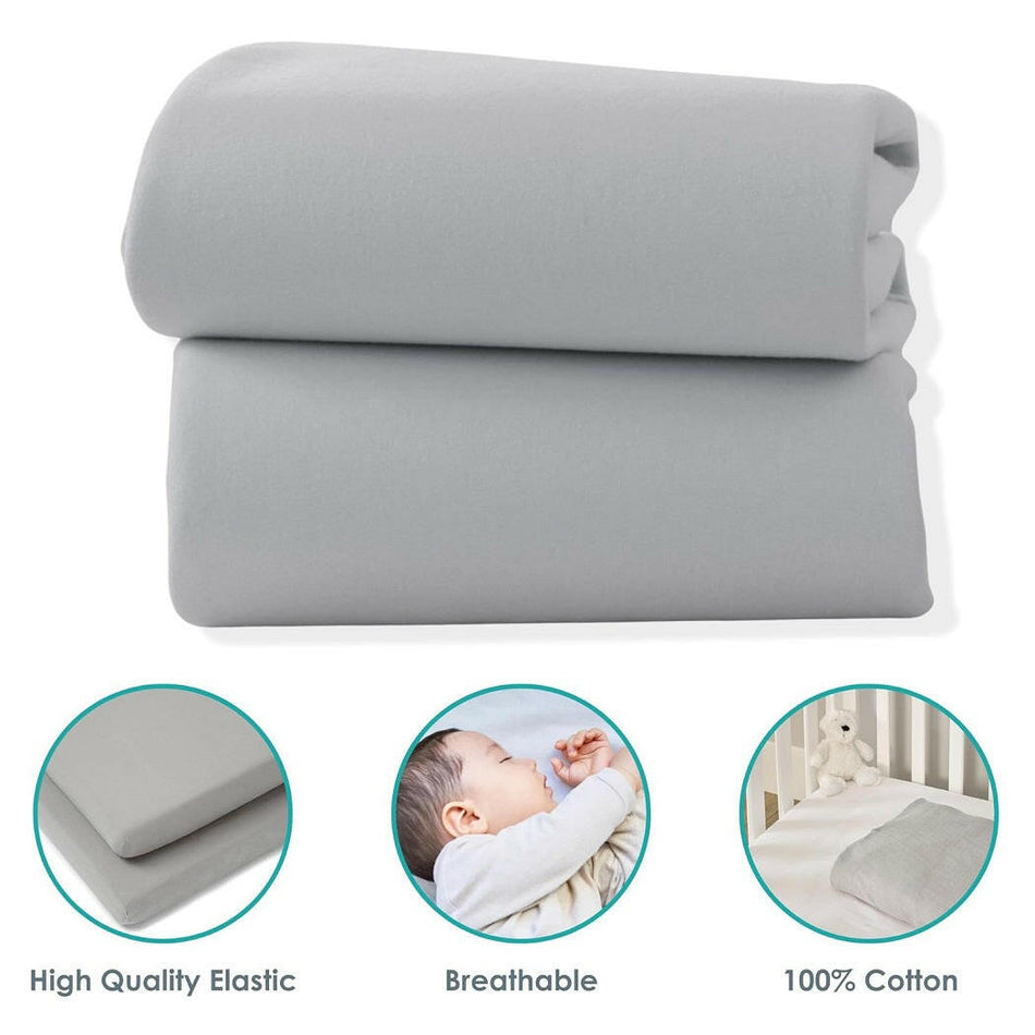 Clair De Lune Fitted Cot Bed Sheets (Pack of 2) - Grey - showing some features