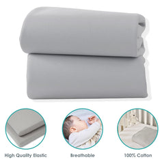 Clair De Lune Fitted Cot Bed Sheets (Pack of 2) - Grey - showing some features