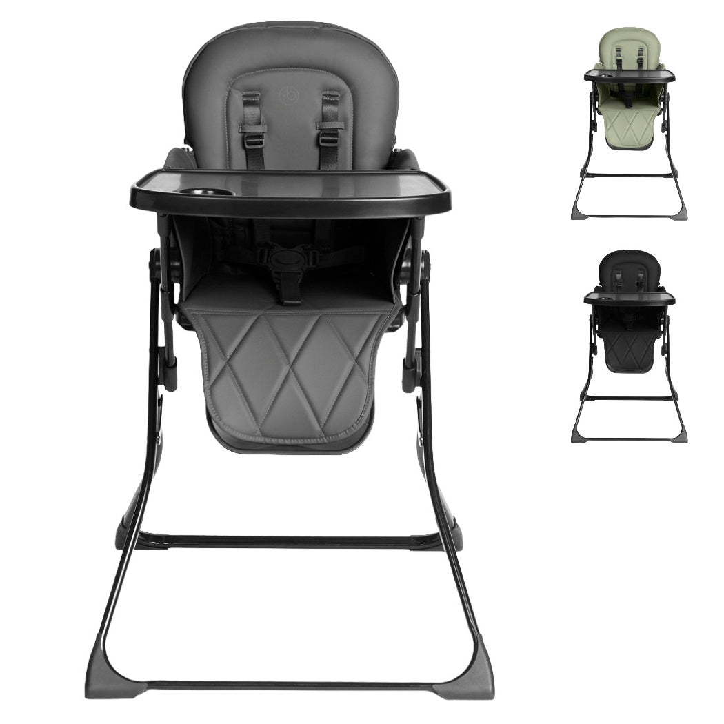 Ickle Bubba Flip Pro Magic Fold Highchair in Black, Charcoal Grey and Sage Green
