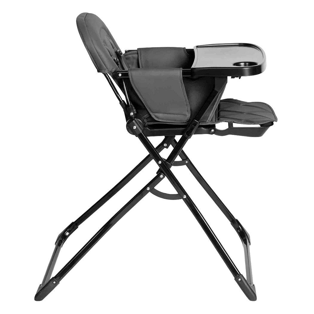 Ickle Bubba Flip Pro Magic Fold Highchair - Charcoal Grey - side view, with seat reclined and leg rest raised