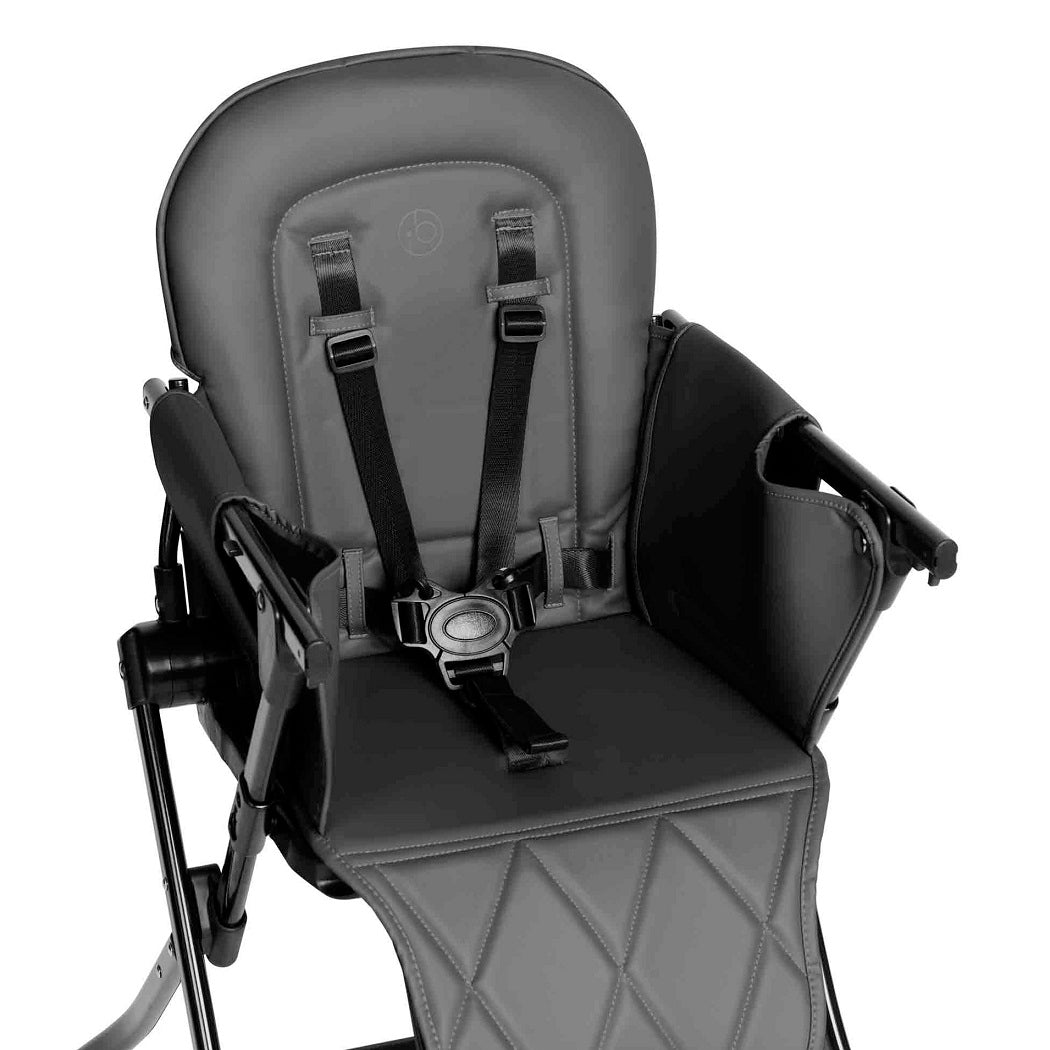 Ickle Bubba Flip Pro Magic Fold Highchair - Charcoal Grey - close up of seat with safety harness