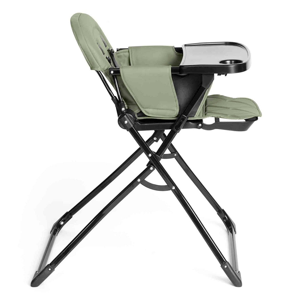 Ickle Bubba Flip Pro Magic Fold Highchair - Sage Green - side view, with seat reclined and leg rest raised