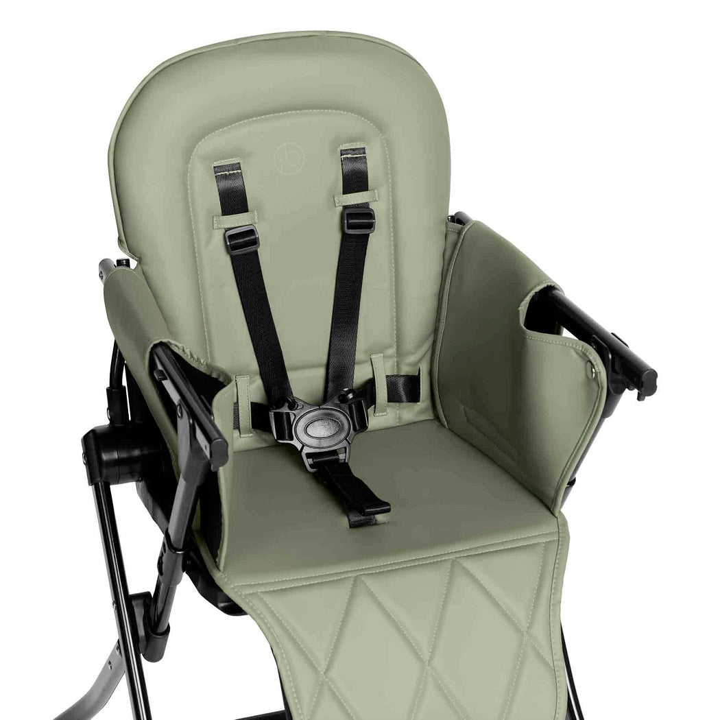 Ickle Bubba Flip Pro Magic Fold Highchair - Sage Green - close up of seat with safety harness