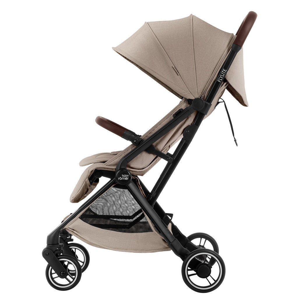 Britax Flylite Travel Stroller - Teak - side view with seat upright