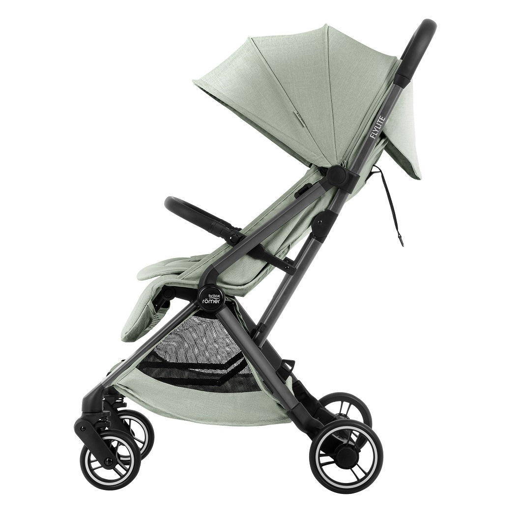 Britax Flylite Travel Stroller - Sage Green - side view with seat upright