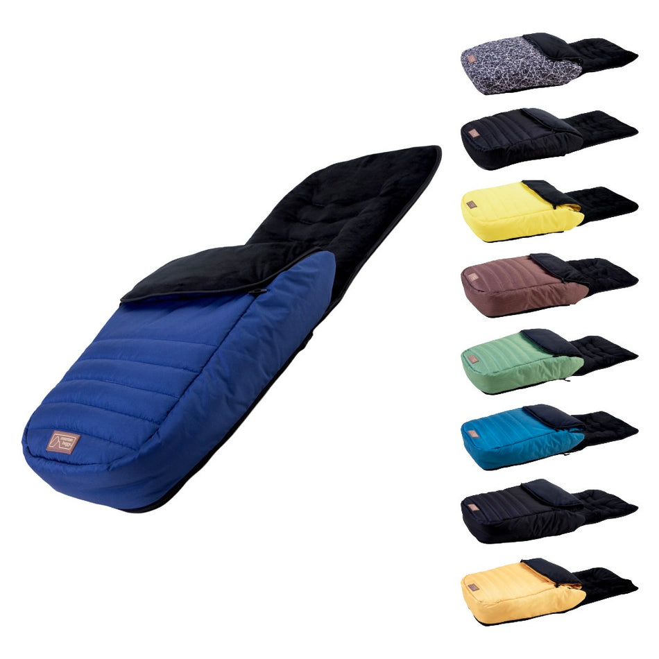 Mountain Buggy Heritage footmuffs shown in nine colour options