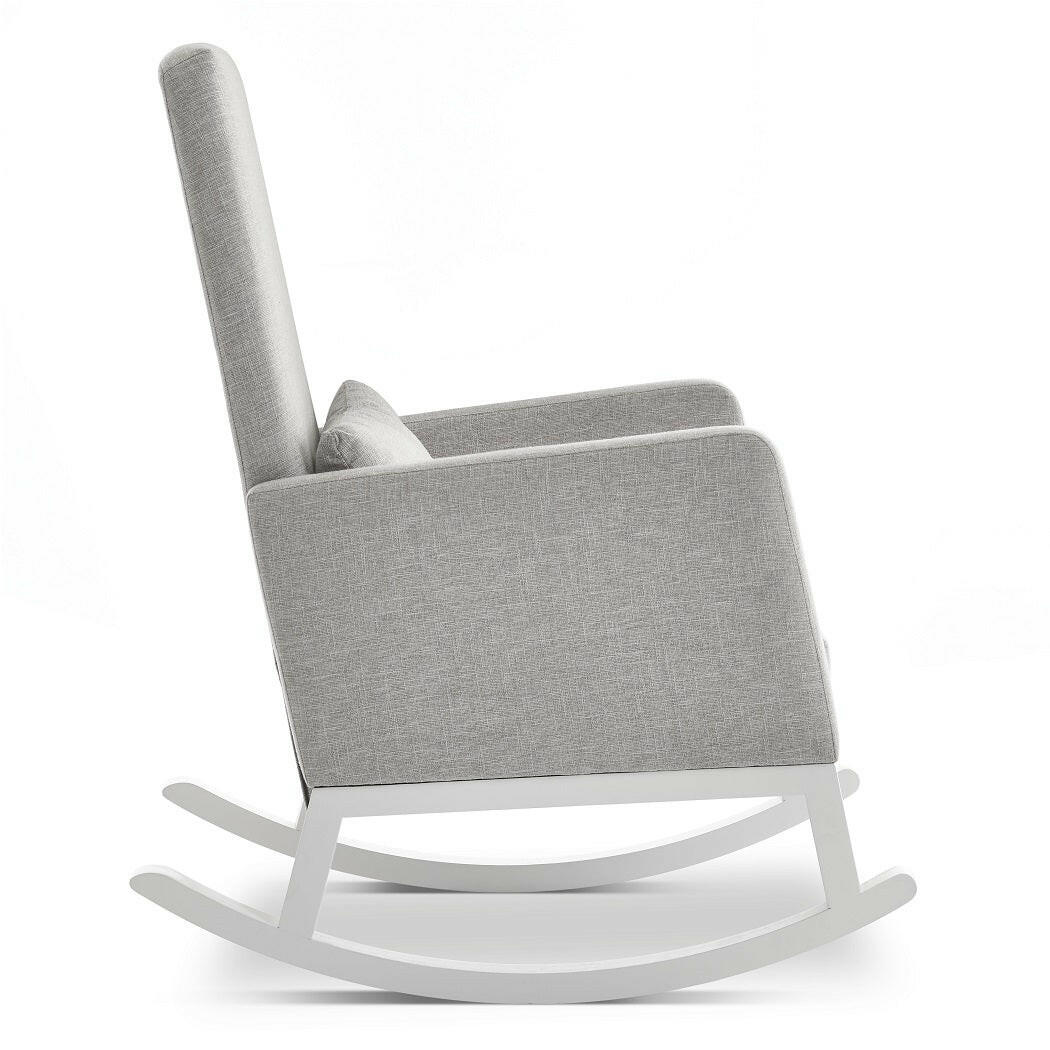 Obaby High Back Rocking Chair (White with Stone) - side view, showing the chair`s curved rocking legs