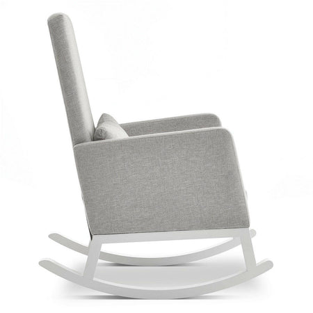 Obaby High Back Rocking Chair (White with Stone) - side view, showing the chair`s curved rocking legs