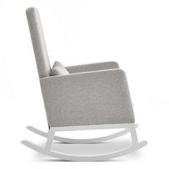 Obaby High Back Rocking Chair (White with Stone) - side view, showing the chair`s curved rocking legs