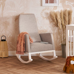 Obaby High Back Rocking Chair (White with Stone) - lifestyle image (cot and accessories not included)