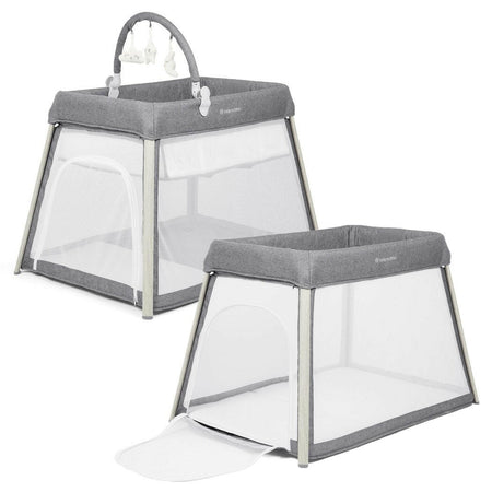 Ickle Bubba Scout Travel Crib, Cot & Playpen - Ash Grey - showing the 2-in-1 and 3-in-1 options