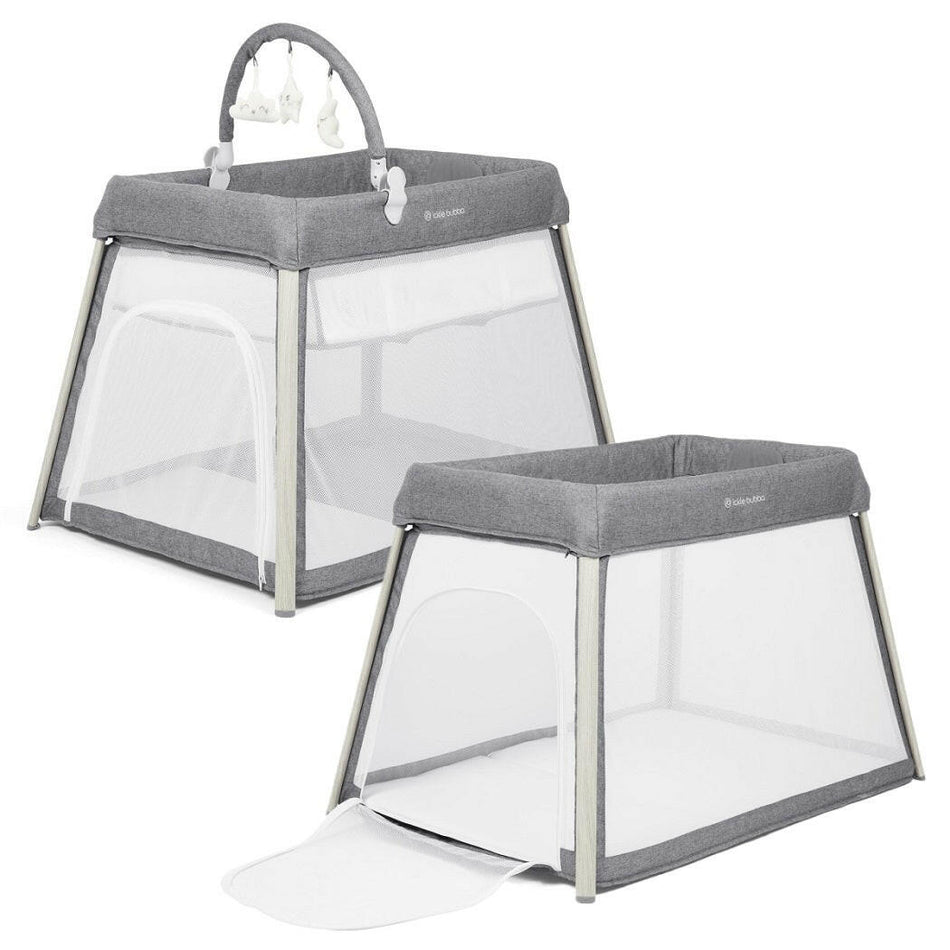 Ickle Bubba Scout Travel Crib, Cot & Playpen - Ash Grey - showing the 2-in-1 and 3-in-1 options