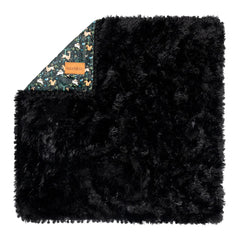 Bizzi Growin Koochicoo Soft & Fluffy Baby Blanket (Narnia) - showing the blanket`s fluffy exterior and its velour reverse fabric with its pompom detailing