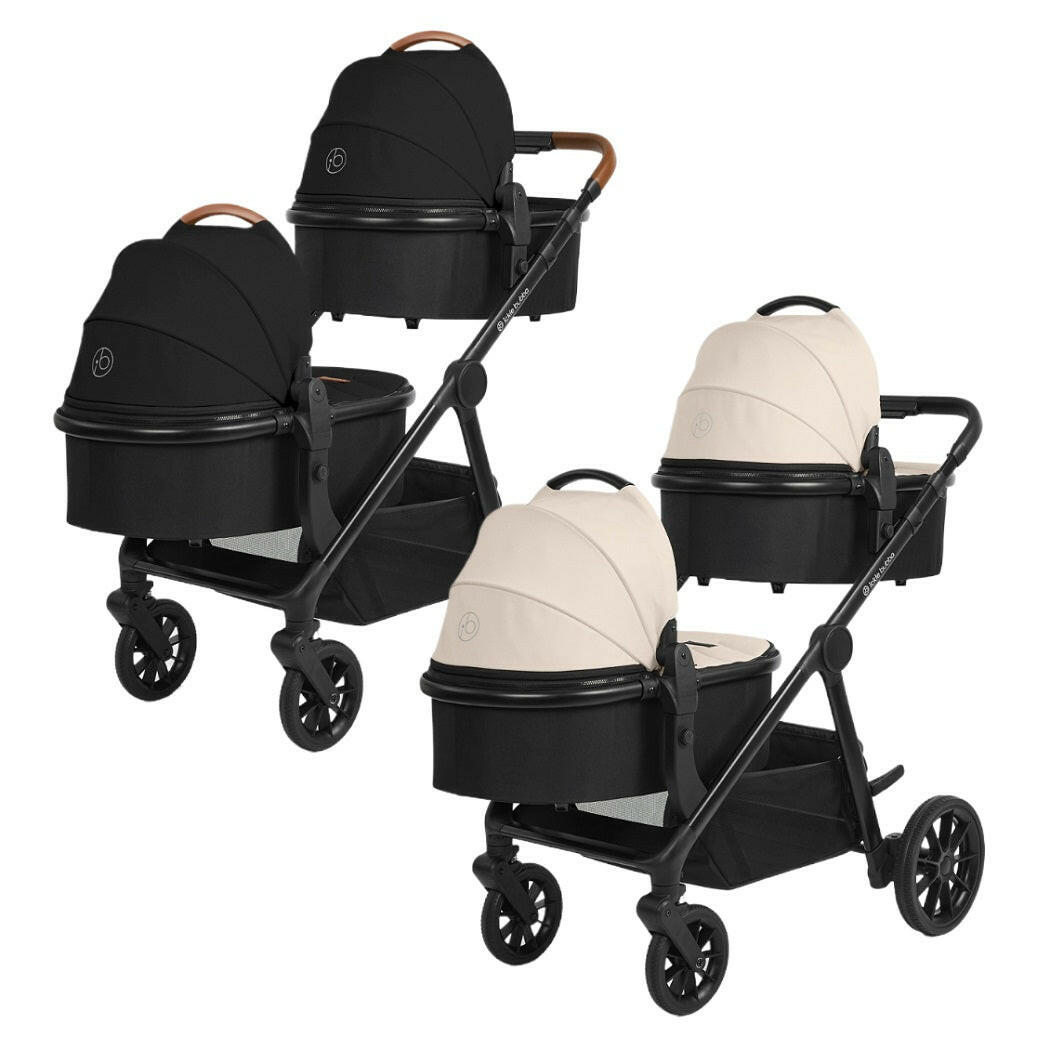 Ickle Bubba VIRGO Twin Pram Pushchair Bundle - Black and Stone prams