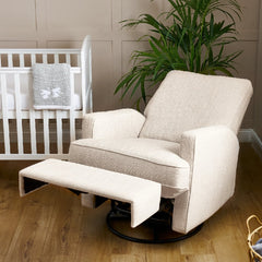 Obaby Madison Swivel Glider Recliner Chair (Oatmeal) - lifestyle image (cot and accessories not included)