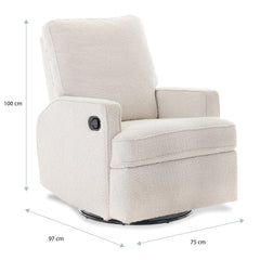 Obaby Madison Swivel Glider Recliner Chair (Boucle) - showing the chair`s dimensions