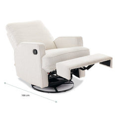 Obaby Madison Swivel Glider Recliner Chair (Boucle) - showing the chair`s length when fully reclined