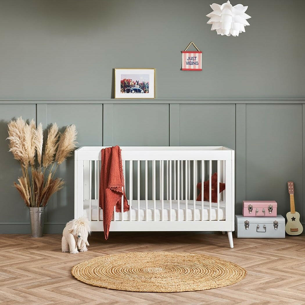 Obaby MAYA Cot Bed (Nordic White) - lifestyle image